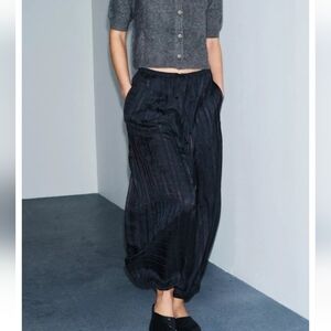 Zara Zw Collection Plaid Balloon Striped Pants Sz-M